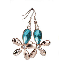 Diamond Flower Green Hook Earrings