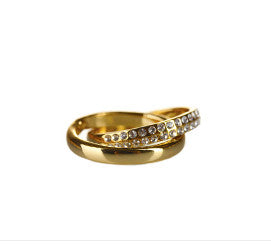 Looped Gold Rings Embedded Diamonds