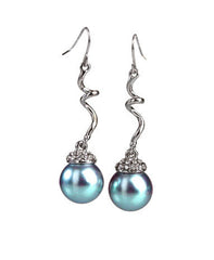Metallic Dangle Earrings Seashell Pearl Drop