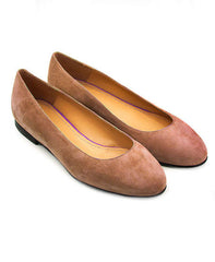 Low Heel Suede Ballerina Flats