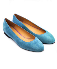Low Heel Suede Ballerina Flats