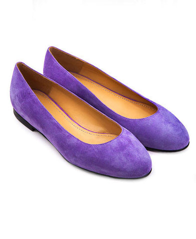 Low Heel Suede Ballerina Flats