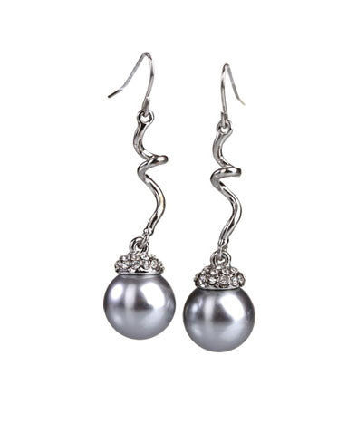 Metallic Dangle Earrings Seashell Pearl Drop