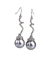 Metallic Dangle Earrings Seashell Pearl Drop